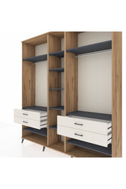 Hyperion Dolap 11 Raflı 4 Çekmeceli 2 Askılı 220x44x243 Çam-Antrasit/Aytaşı