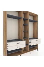 Hyperion Dolap 11 Raflı 4 Çekmeceli 2 Askılı 220x44x243 Çam-Antrasit/Aytaşı