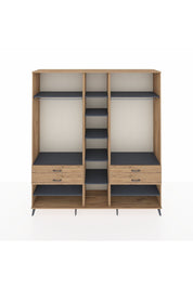 Hyperion Dolap 11 Raflı 4 Çekmeceli 2 Askılı 220x44x243 Çam-Antrasit/Çam