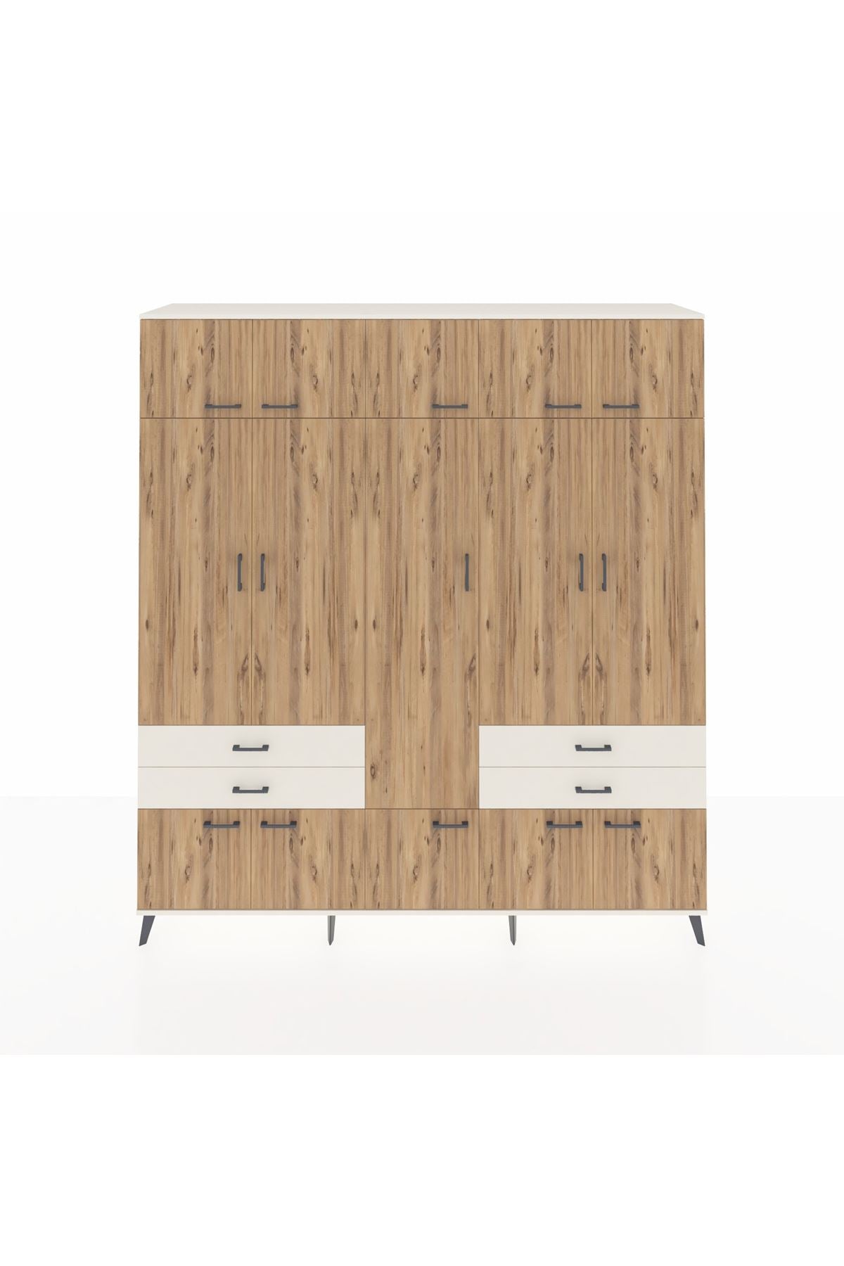 Hyperion Dolap 11 Raflı 4 Çekmeceli 2 Askılı 220x44x243 Aytaşı-Çam/Aytaşı