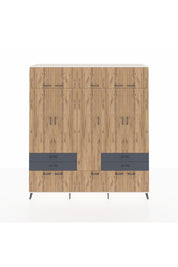 Hyperion Dolap 11 Raflı 4 Çekmeceli 2 Askılı 220x44x243 Aytaşı-Çam/Antrasit