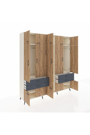 Hyperion Dolap 11 Raflı 4 Çekmeceli 2 Askılı 220x44x243 Aytaşı-Çam/Antrasit