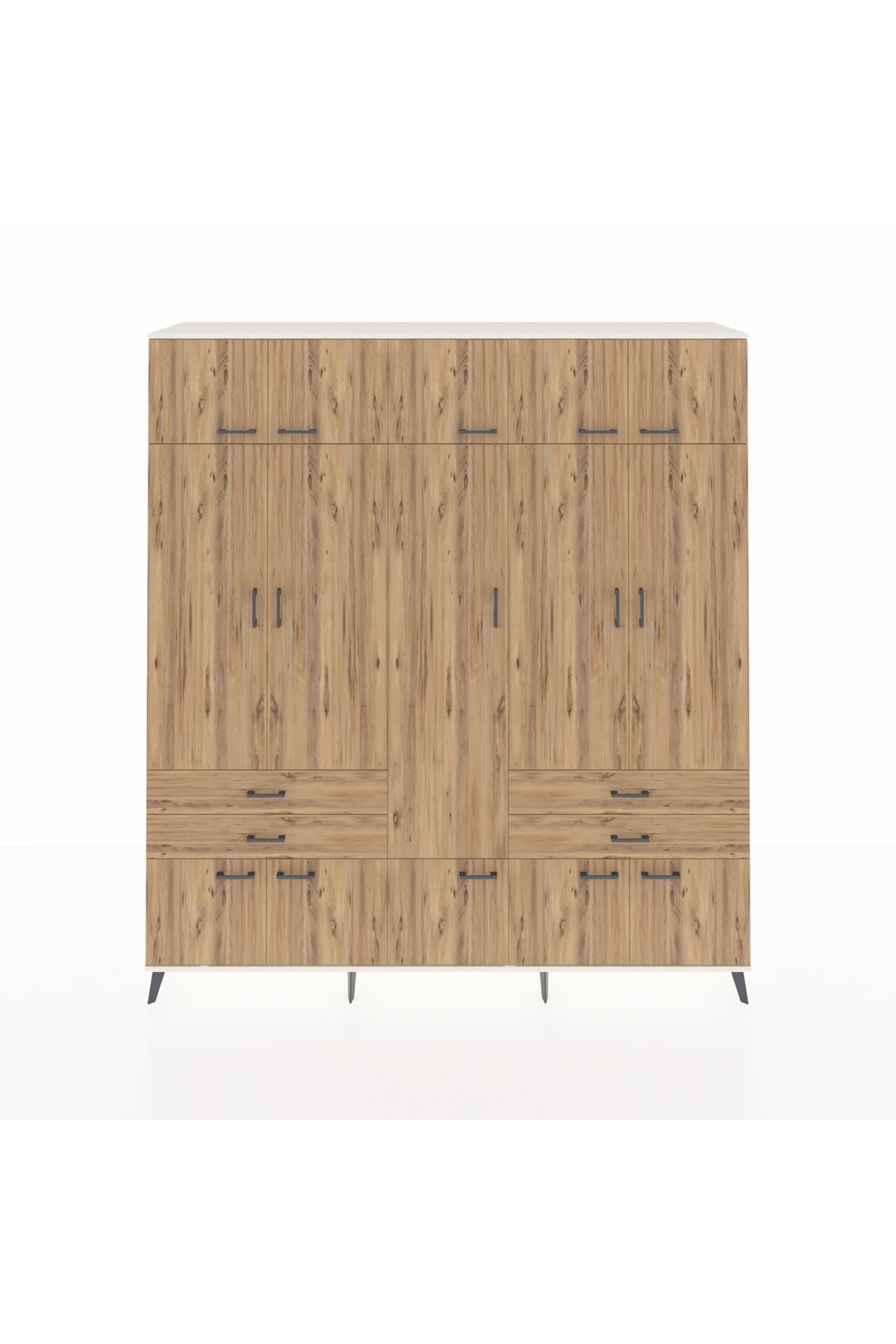 Hyperion Dolap 11 Raflı 4 Çekmeceli 2 Askılı 220x44x243 Aytaşı-Çam/Çam