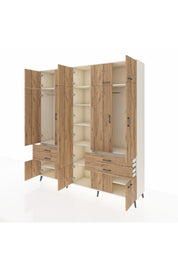 Hyperion Dolap 11 Raflı 4 Çekmeceli 2 Askılı 220x44x243 Aytaşı-Çam/Çam