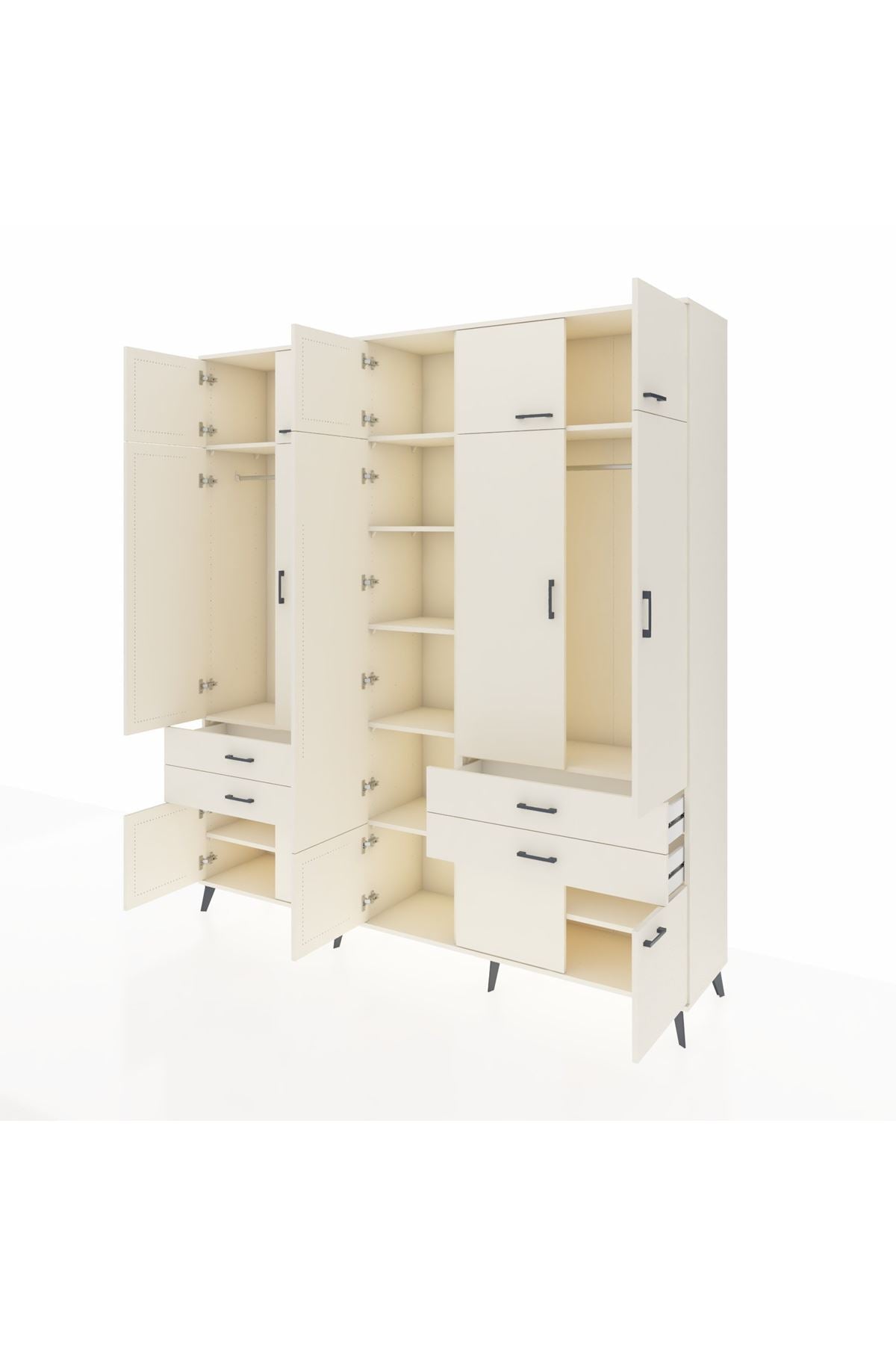 Hyperion Dolap 11 Raflı 4 Çekmeceli 2 Askılı 220x44x243 Aytaşı-Aytaşı/Aytaşı