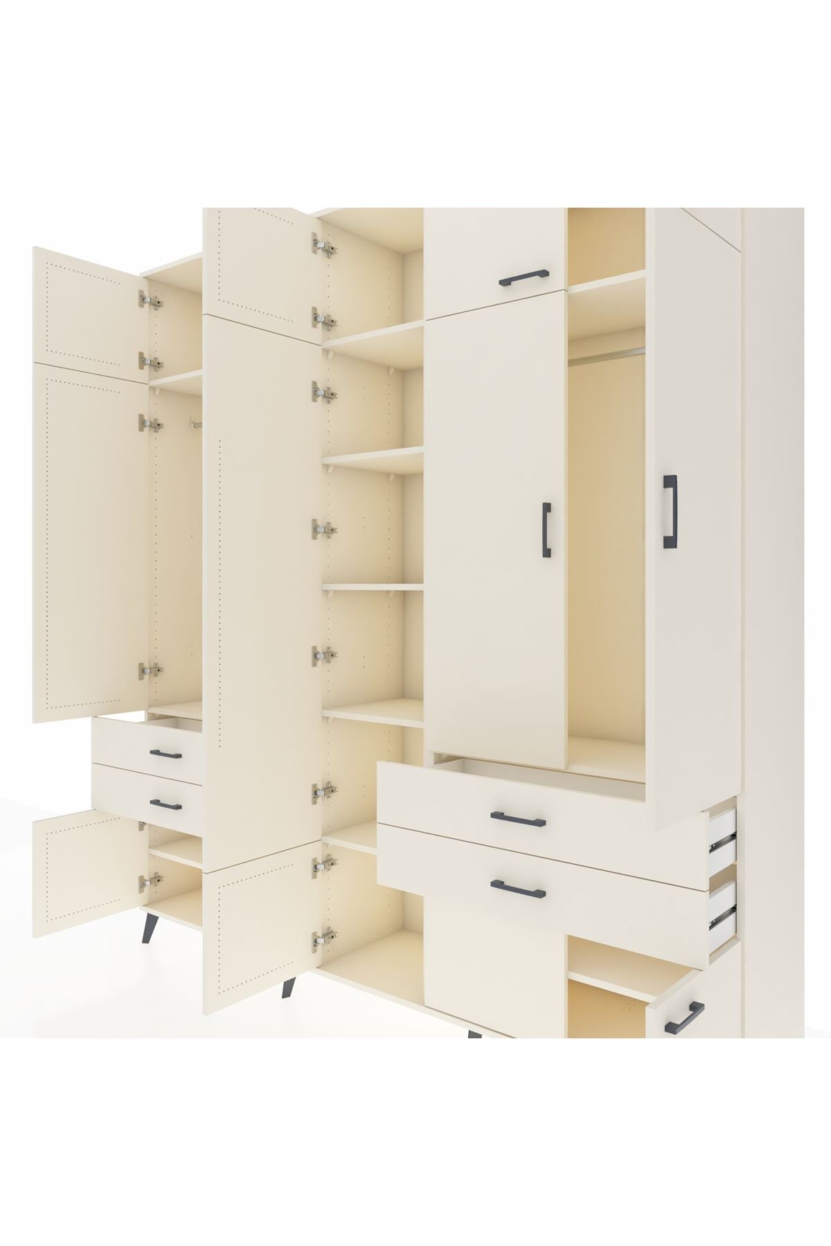 Hyperion Dolap 11 Raflı 4 Çekmeceli 2 Askılı 220x44x243 Aytaşı-Aytaşı/Aytaşı