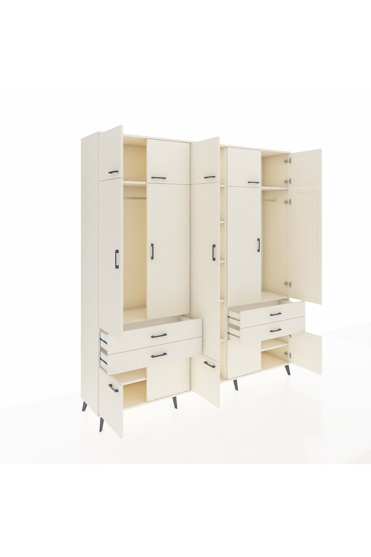 Hyperion Dolap 11 Raflı 4 Çekmeceli 2 Askılı 220x44x243 Aytaşı-Aytaşı/Aytaşı