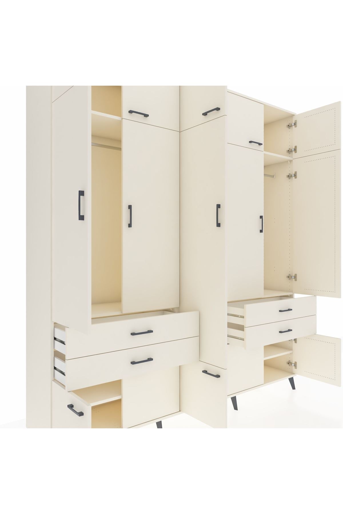 Hyperion Dolap 11 Raflı 4 Çekmeceli 2 Askılı 220x44x243 Aytaşı-Aytaşı/Aytaşı