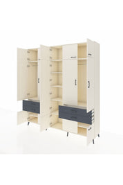 Hyperion Dolap 11 Raflı 4 Çekmeceli 2 Askılı 220x44x243 Aytaşı-Aytaşı/Antrasit