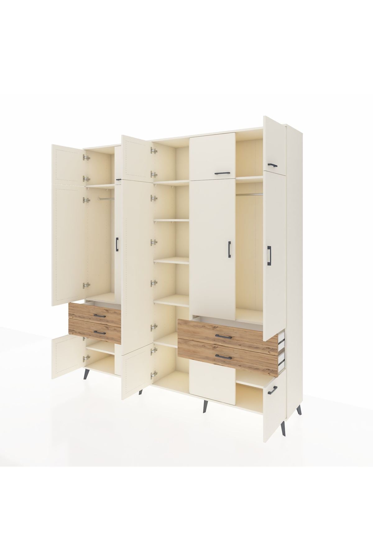 Hyperion Dolap 11 Raflı 4 Çekmeceli 2 Askılı 220x44x243 Aytaşı-Aytaşı/Çam