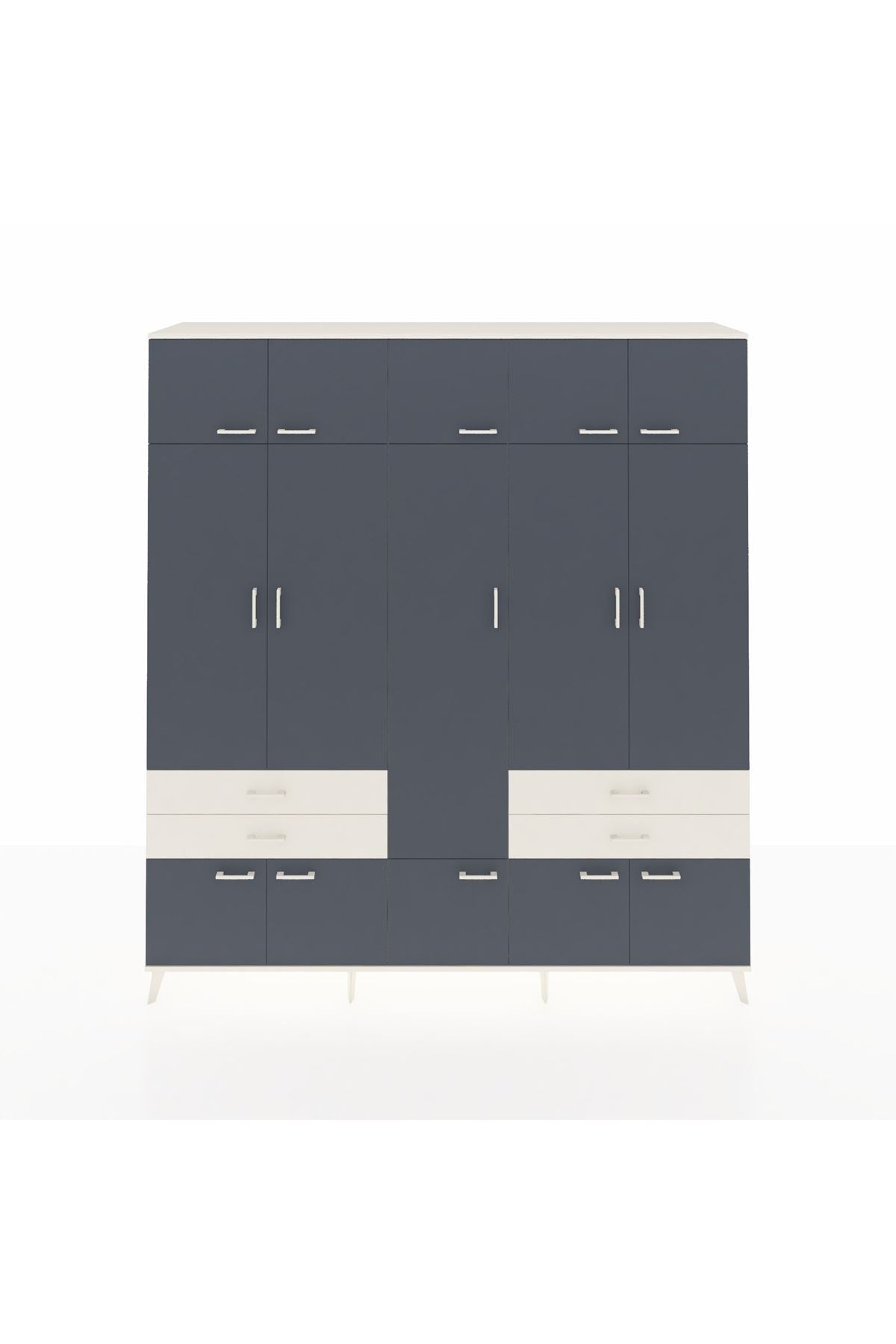 Hyperion Dolap 11 Raflı 4 Çekmeceli 2 Askılı 220x44x243 Aytaşı-Antrasit/Aytaşı