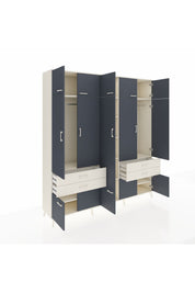 Hyperion Dolap 11 Raflı 4 Çekmeceli 2 Askılı 220x44x243 Aytaşı-Antrasit/Aytaşı