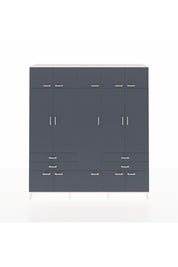 Hyperion Dolap 11 Raflı 4 Çekmeceli 2 Askılı 220x44x243 Aytaşı-Antrasit/Antrasit