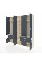 Hyperion Dolap 11 Raflı 4 Çekmeceli 2 Askılı 220x44x243 Aytaşı-Antrasit/Antrasit