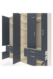 Hyperion Dolap 11 Raflı 4 Çekmeceli 2 Askılı 220x44x243 Aytaşı-Antrasit/Antrasit