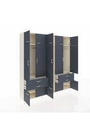 Hyperion Dolap 11 Raflı 4 Çekmeceli 2 Askılı 220x44x243 Aytaşı-Antrasit/Antrasit