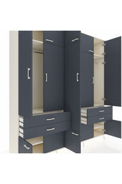 Hyperion Dolap 11 Raflı 4 Çekmeceli 2 Askılı 220x44x243 Aytaşı-Antrasit/Antrasit