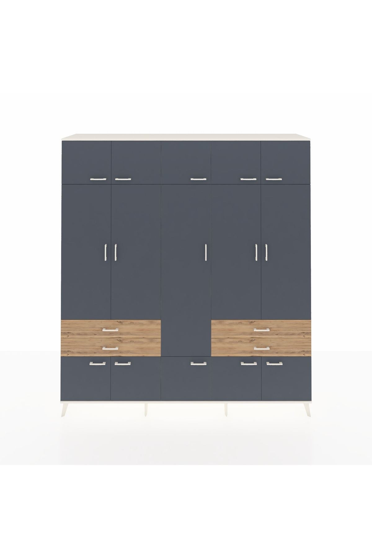 Hyperion Dolap 11 Raflı 4 Çekmeceli 2 Askılı 220x44x243 Aytaşı-Antrasit/Çam