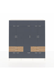 Hyperion Dolap 11 Raflı 4 Çekmeceli 2 Askılı 220x44x243 Aytaşı-Antrasit/Çam