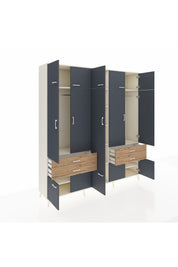 Hyperion Dolap 11 Raflı 4 Çekmeceli 2 Askılı 220x44x243 Aytaşı-Antrasit/Çam