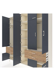 Hyperion Dolap 11 Raflı 4 Çekmeceli 2 Askılı 220x44x243 Aytaşı-Antrasit/Çam