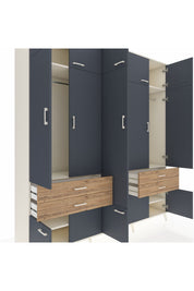 Hyperion Dolap 11 Raflı 4 Çekmeceli 2 Askılı 220x44x243 Aytaşı-Antrasit/Çam