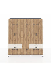 Hyperion Dolap 11 Raflı 4 Çekmeceli 2 Askılı 220x44x243 Antrasit-Çam/Aytaşı