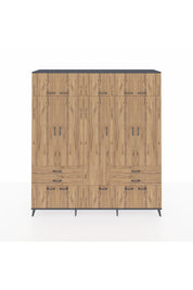 Hyperion Dolap 11 Raflı 4 Çekmeceli 2 Askılı 220x44x243 Antrasit-Çam/Çam