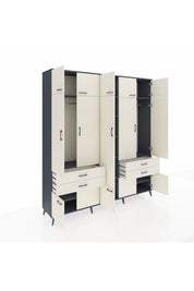 Hyperion Dolap 11 Raflı 4 Çekmeceli 2 Askılı 220x44x243 Antrasit-Aytaşı/Aytaşı