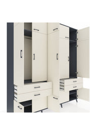 Hyperion Dolap 11 Raflı 4 Çekmeceli 2 Askılı 220x44x243 Antrasit-Aytaşı/Aytaşı