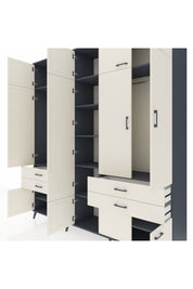 Hyperion Dolap 11 Raflı 4 Çekmeceli 2 Askılı 220x44x243 Antrasit-Aytaşı/Aytaşı