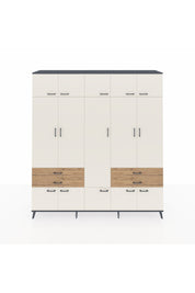 Hyperion Dolap 11 Raflı 4 Çekmeceli 2 Askılı 220x44x243 Antrasit-Aytaşı/Çam