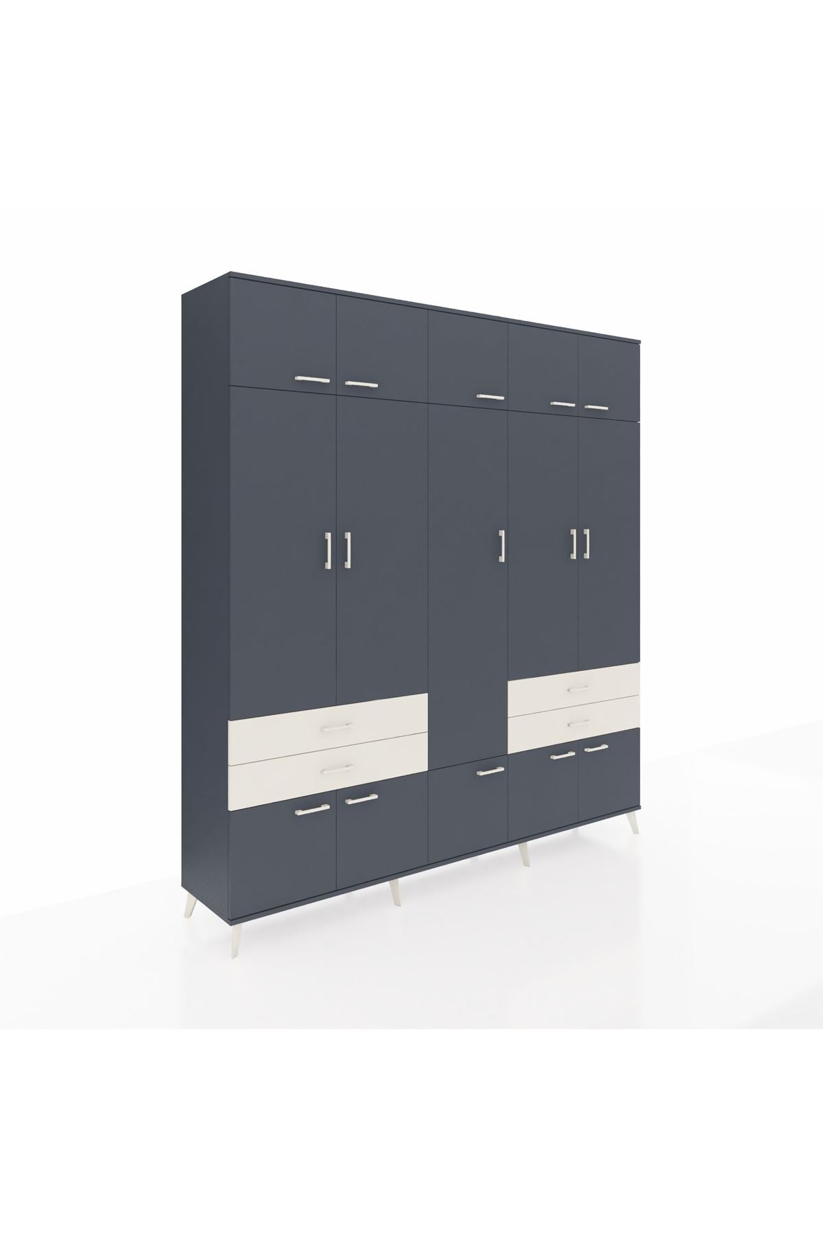 Hyperion Dolap 11 Raflı 4 Çekmeceli 2 Askılı 220x44x243 Antrasit-Antrasit/Aytaşı