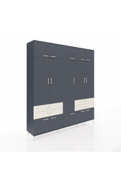 Hyperion Dolap 11 Raflı 4 Çekmeceli 2 Askılı 220x44x243 Antrasit-Antrasit/Aytaşı
