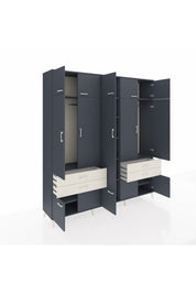 Hyperion Dolap 11 Raflı 4 Çekmeceli 2 Askılı 220x44x243 Antrasit-Antrasit/Aytaşı