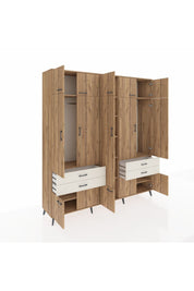 Hyperion Dolap 11 Raflı 4 Çekmeceli 2 Askılı 220x44x243 Çam-Çam/Aytaşı