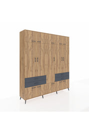 Hyperion Dolap 11 Raflı 4 Çekmeceli 2 Askılı 220x44x243 Çam-Çam/Antrasit