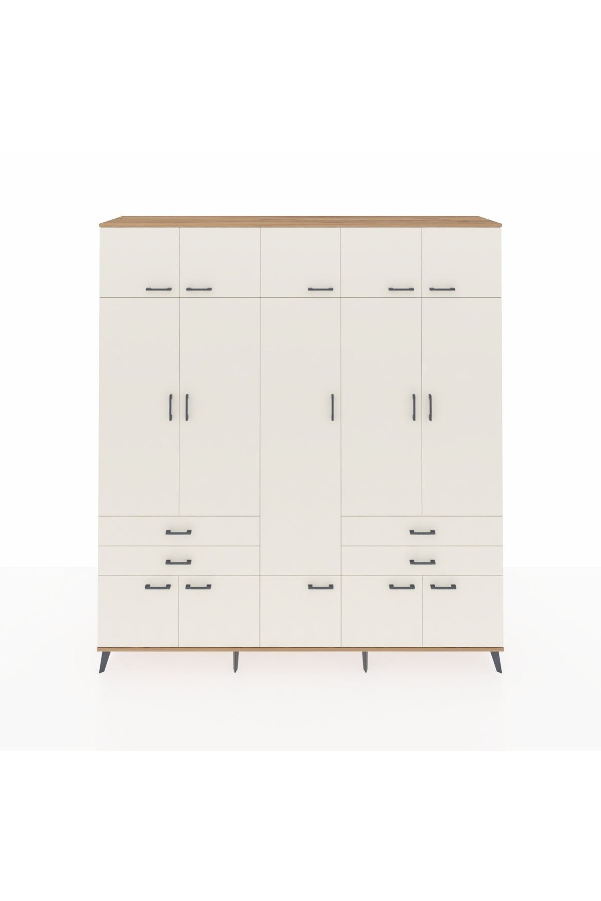 Hyperion Dolap 11 Raflı 4 Çekmeceli 2 Askılı 220x44x243 Çam-Aytaşı/Aytaşı