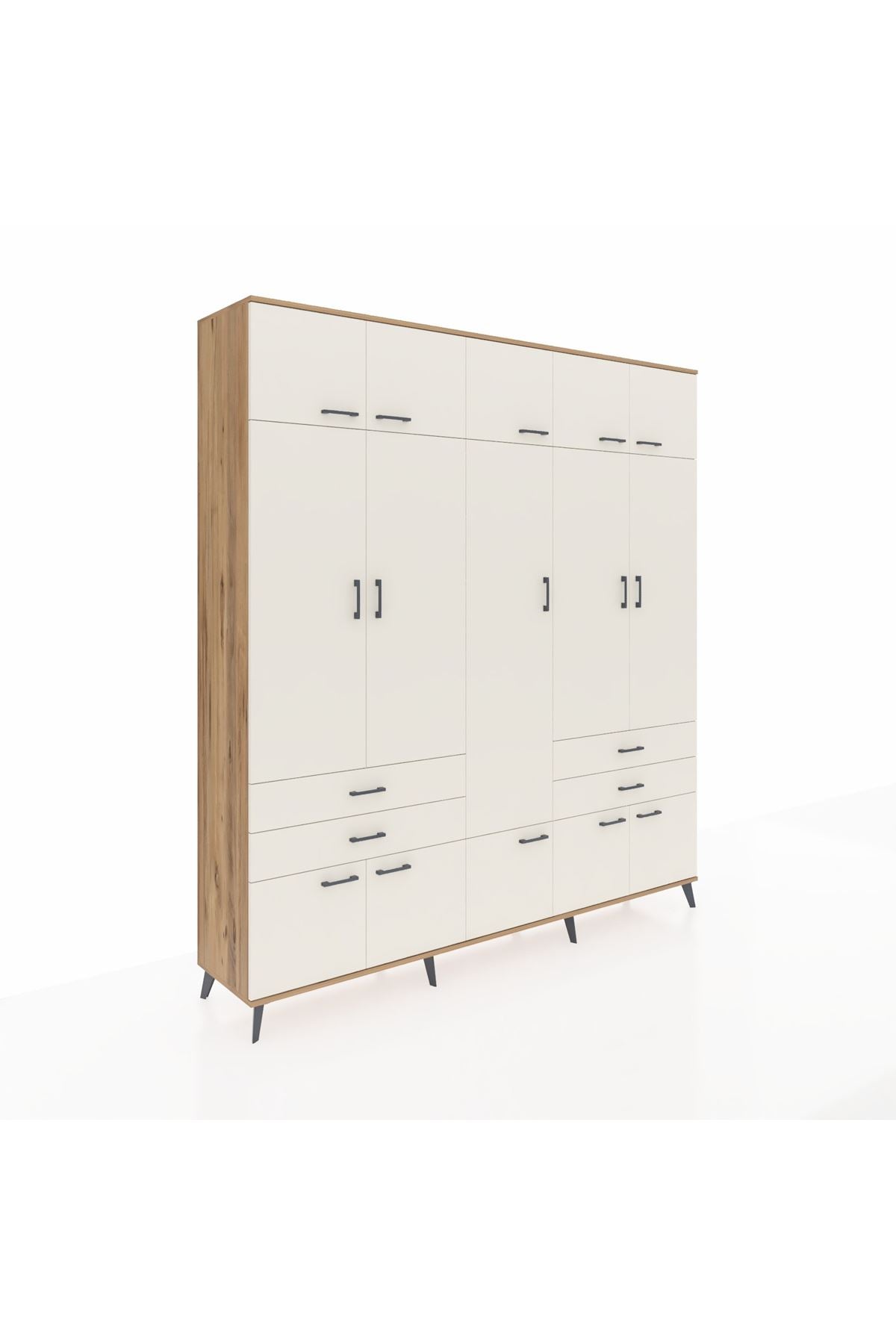 Hyperion Dolap 11 Raflı 4 Çekmeceli 2 Askılı 220x44x243 Çam-Aytaşı/Aytaşı