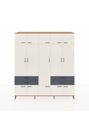 Hyperion Dolap 11 Raflı 4 Çekmeceli 2 Askılı 220x44x243 Çam-Aytaşı/Antrasit