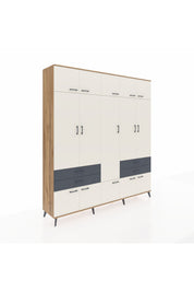 Hyperion Dolap 11 Raflı 4 Çekmeceli 2 Askılı 220x44x243 Çam-Aytaşı/Antrasit