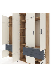 Hyperion Dolap 11 Raflı 4 Çekmeceli 2 Askılı 220x44x243 Çam-Aytaşı/Antrasit