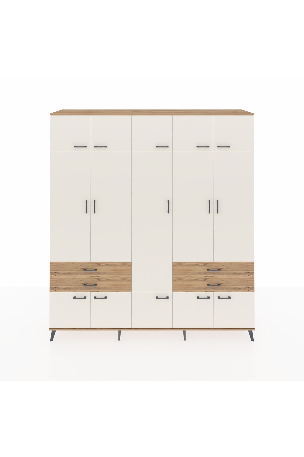 Hyperion Dolap 11 Raflı 4 Çekmeceli 2 Askılı 220x44x243 Çam-Aytaşı/Çam