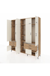Hyperion Dolap 11 Raflı 4 Çekmeceli 2 Askılı 220x44x243 Çam-Aytaşı/Çam