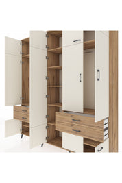 Hyperion Dolap 11 Raflı 4 Çekmeceli 2 Askılı 220x44x243 Çam-Aytaşı/Çam