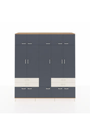 Hyperion Dolap 11 Raflı 4 Çekmeceli 2 Askılı 220x44x243 Çam-Antrasit/Aytaşı