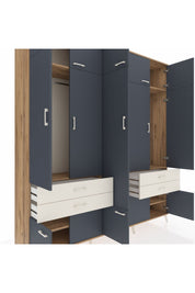 Hyperion Dolap 11 Raflı 4 Çekmeceli 2 Askılı 220x44x243 Çam-Antrasit/Aytaşı