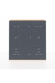 Hyperion Dolap 11 Raflı 4 Çekmeceli 2 Askılı 220x44x243 Çam-Antrasit/Antrasit