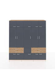 Hyperion Dolap 11 Raflı 4 Çekmeceli 2 Askılı 220x44x243 Çam-Antrasit/Çam