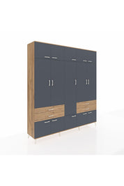 Hyperion Dolap 11 Raflı 4 Çekmeceli 2 Askılı 220x44x243 Çam-Antrasit/Çam